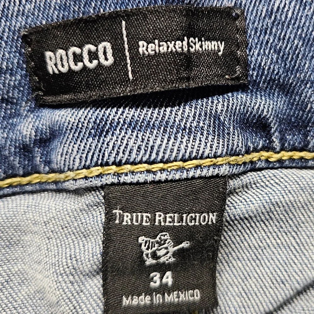 True Religion Rocco Relaxed Skinny Mens Size 34 Blue Jeans Stretch Denim Casual